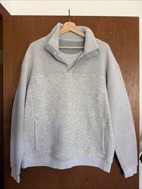 Outdoor Voices Silver Megafleece Snap-Front Crewneck
